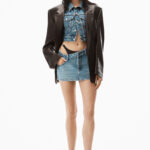 ASYMMETRIC BIKINI LAYER MINI DENIM SKIRT