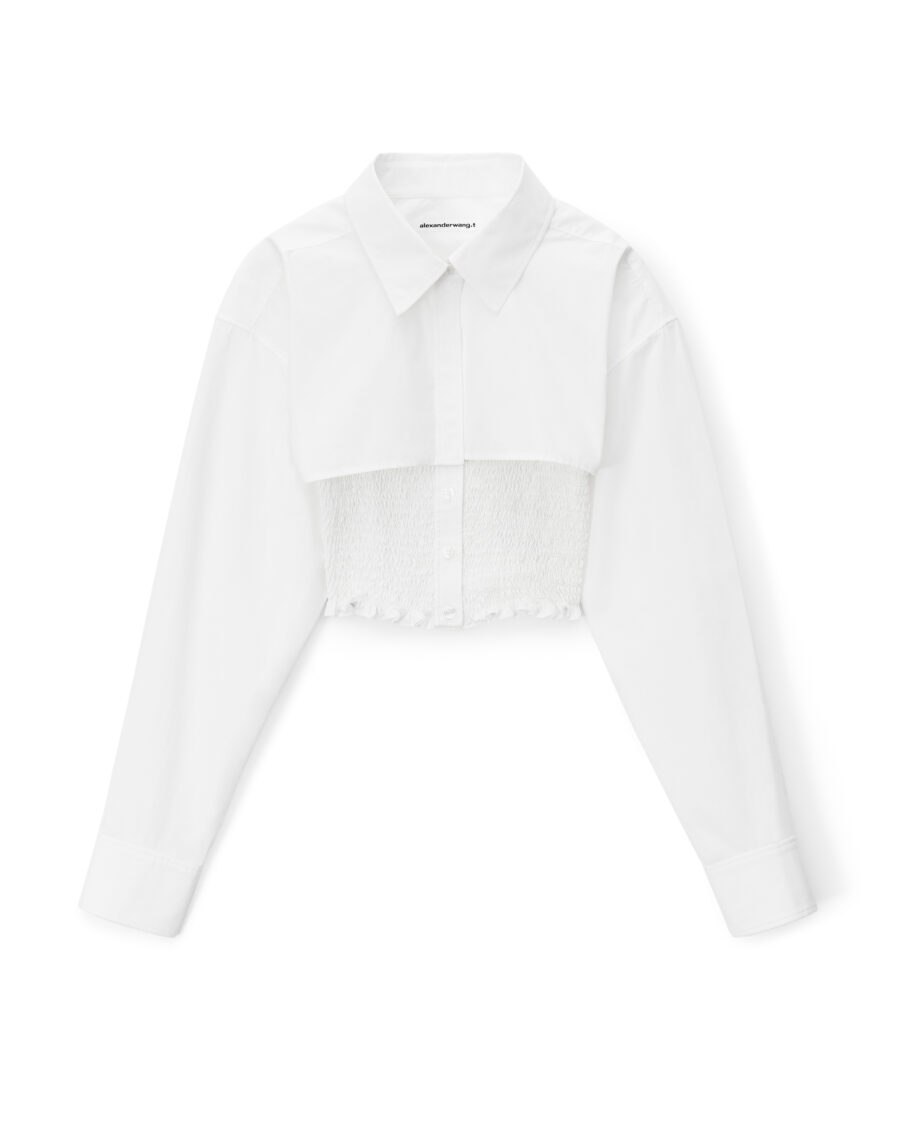 LAYERED SMOKED CAMI OVERSHIRT