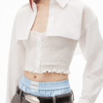 LAYERED SMOKED CAMI OVERSHIRT