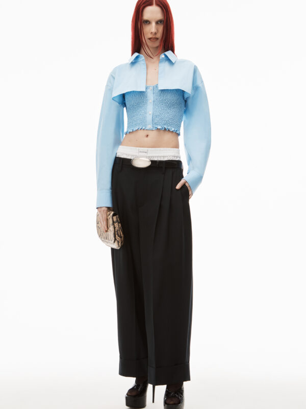 LAYERED SMOKED CAMI OVERSHIRT