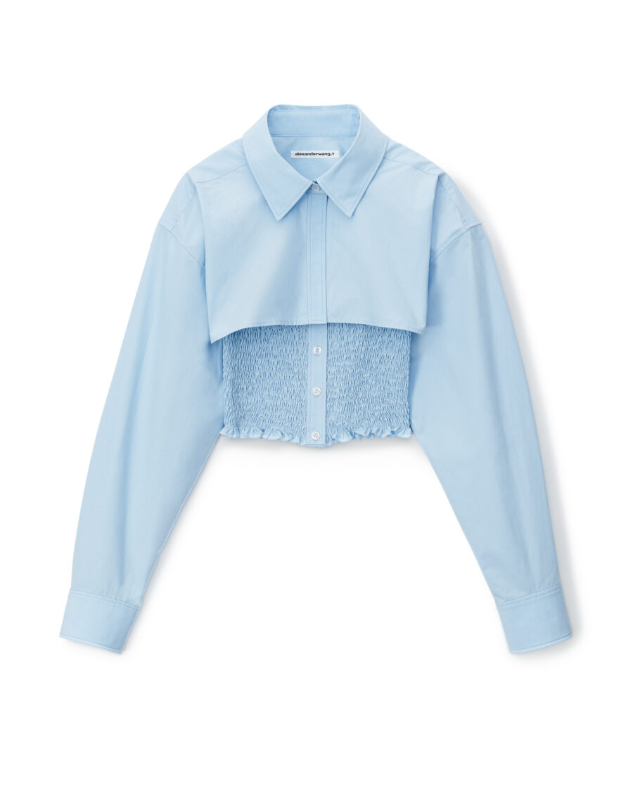 LAYERED SMOKED CAMI OVERSHIRT