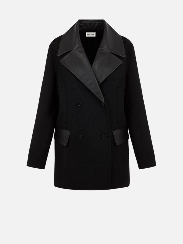 LEATHER COLLAR COAT