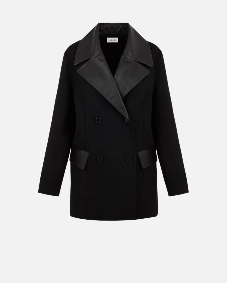 LEATHER COLLAR COAT