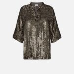 SEQUIN V NECK BLOUSE