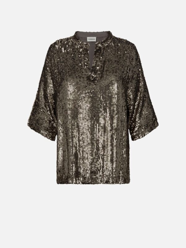 SEQUIN V NECK BLOUSE