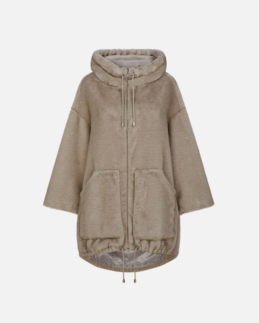 FAUX FUR HOODED COAT