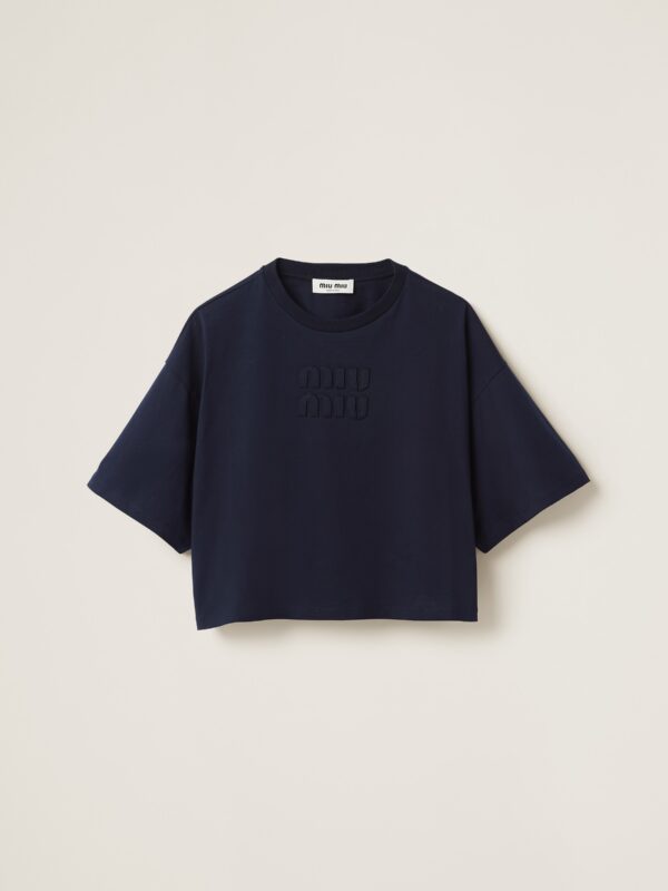 JERSEY CROPPED TEE WITH LOGO