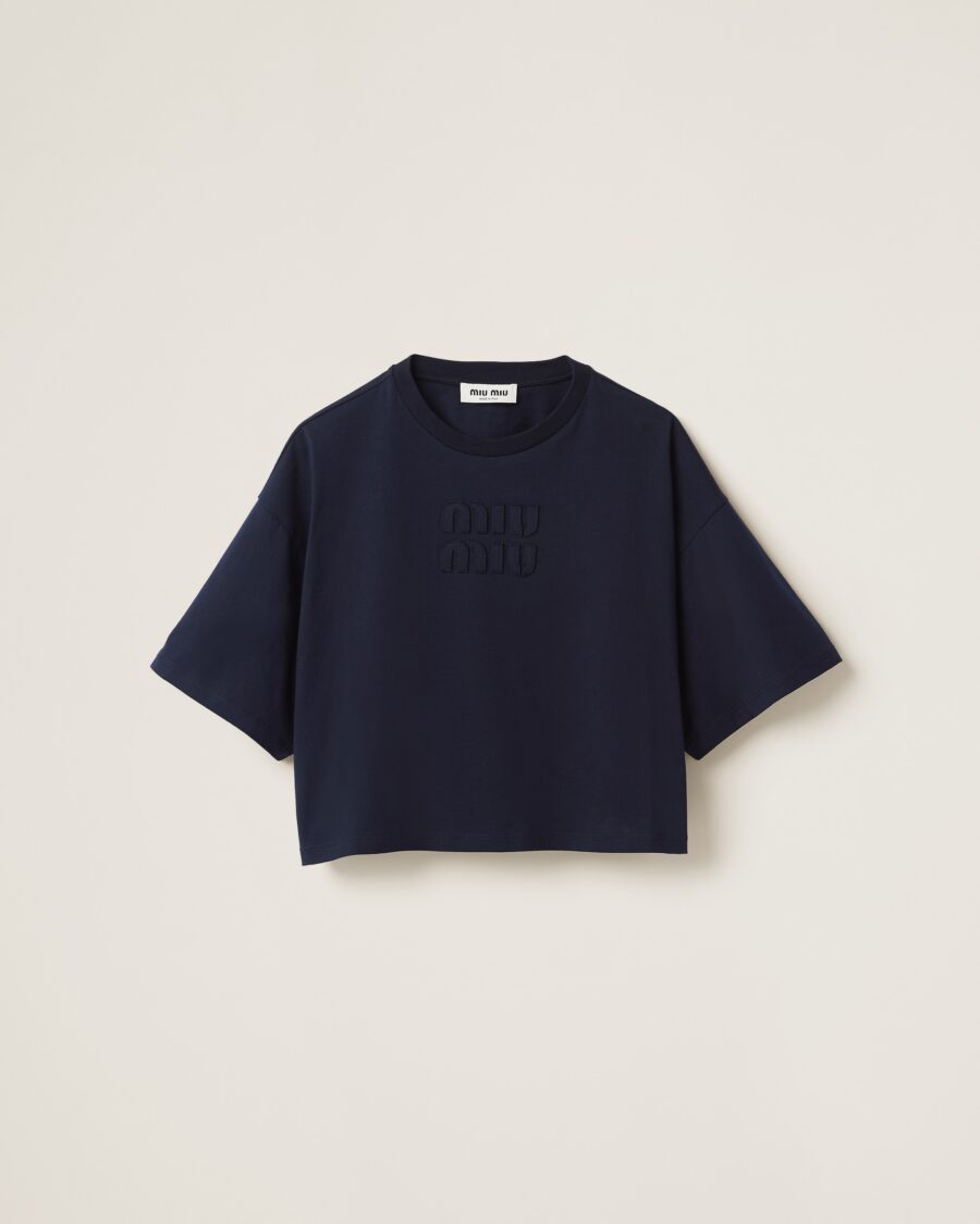 JERSEY CROPPED TEE WITH LOGO