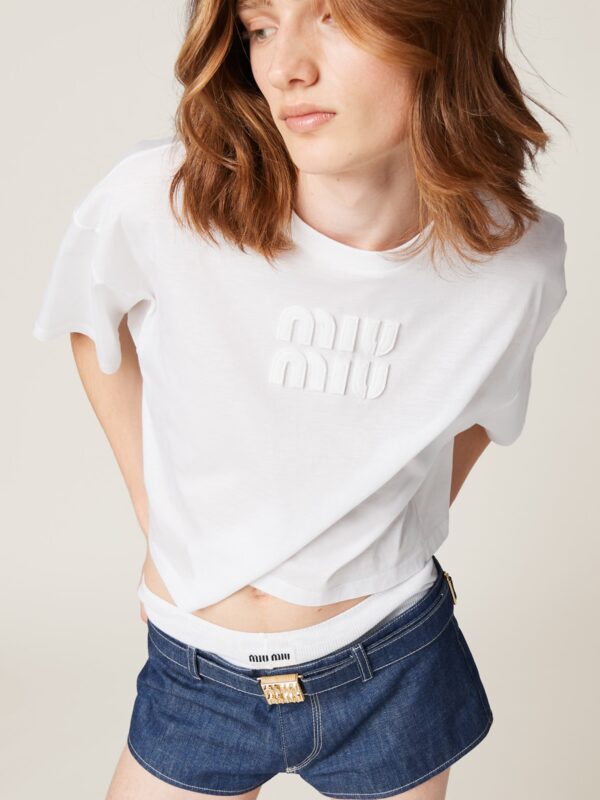 JERSEY CROPPED TEE WITH LOGO