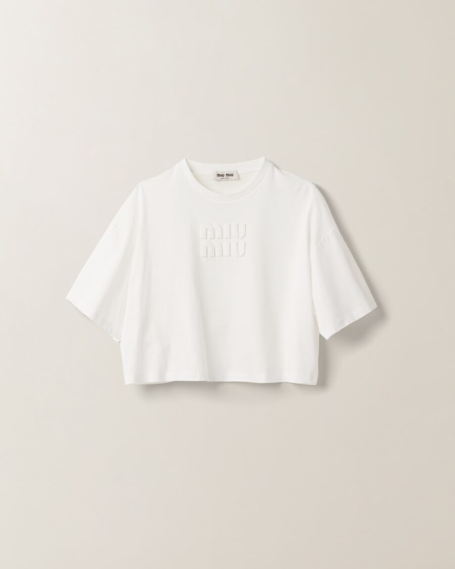 JERSEY CROPPED TEE WITH LOGO