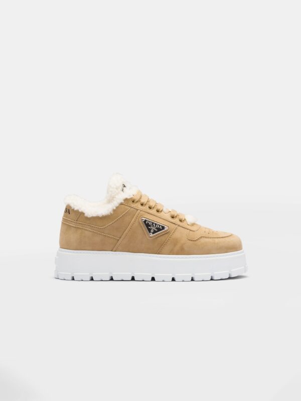 SUEDE AND SHEARLING SNEAKERS