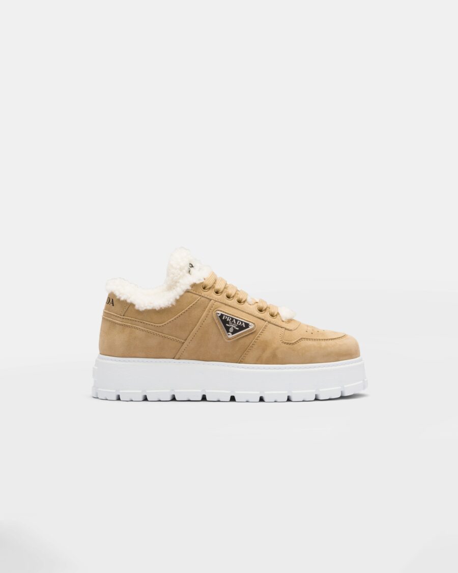 SUEDE AND SHEARLING SNEAKERS