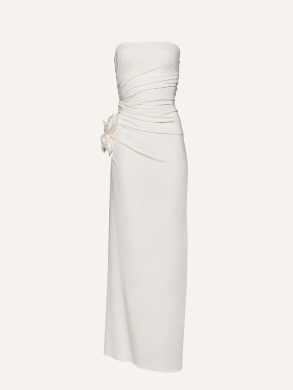 GATHERED STRAPLESS MAXI DRESS