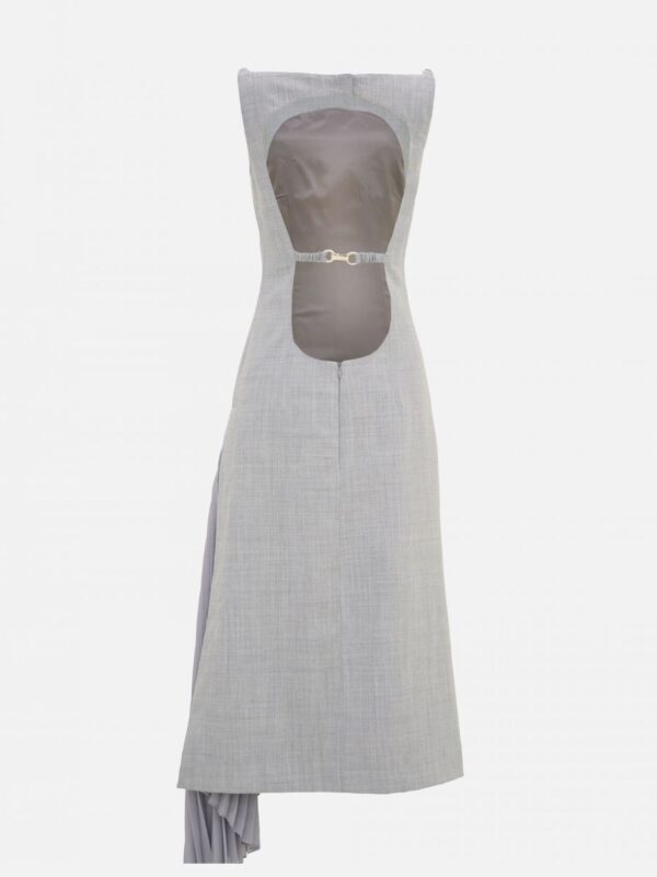 OPEN BACK SIDE PLEATS MIDI DRESS