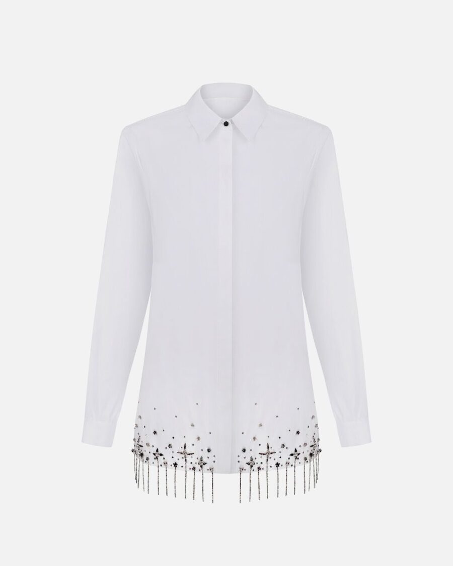 BEADED OPEN BACK SHIRT
