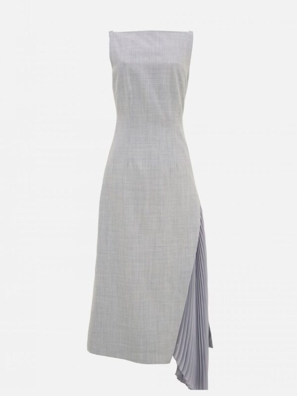 OPEN BACK SIDE PLEATS MIDI DRESS
