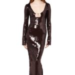 SOLARIA MIDI DRESS IN BITTER CHOCOLATE SEQUIN