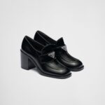 HIGH HEEL BRUSHED LEATHER LOAFERS