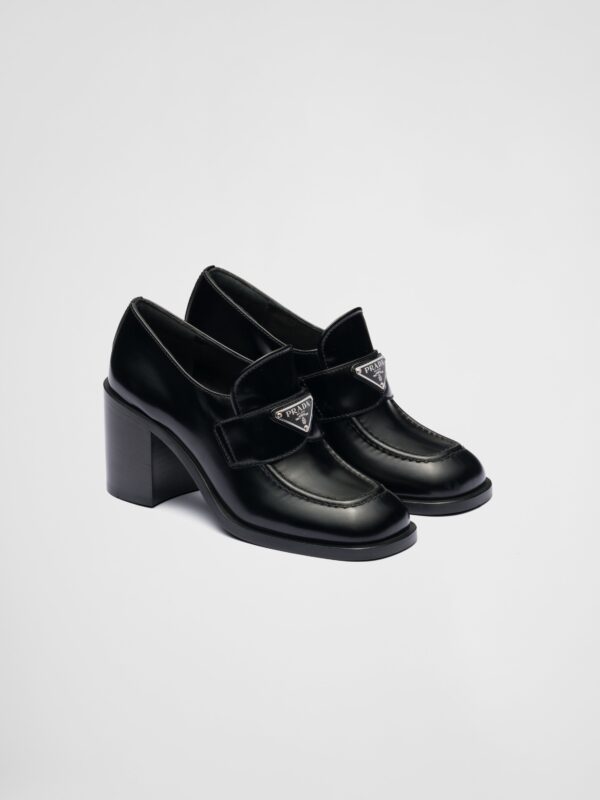HIGH HEEL BRUSHED LEATHER LOAFERS