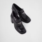 HIGH HEEL BRUSHED LEATHER LOAFERS