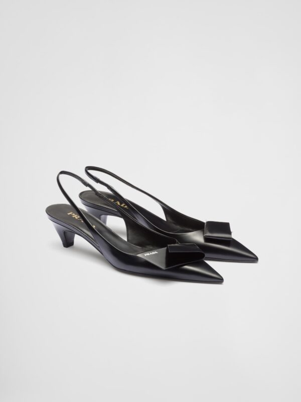 BRUSHED LEATHER SLINGBACK PUMPS