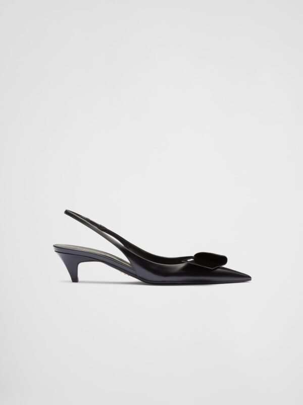 BRUSHED LEATHER SLINGBACK PUMPS
