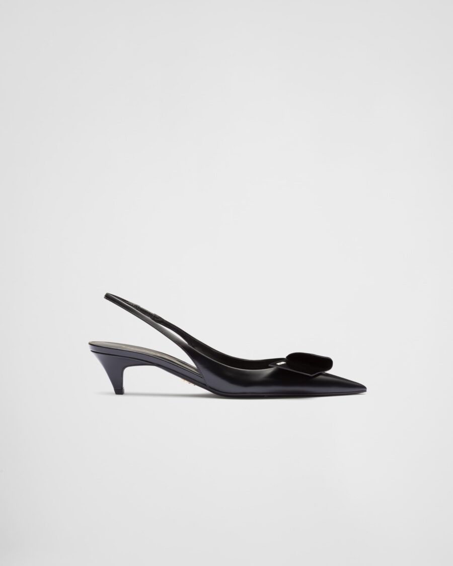 BRUSHED LEATHER SLINGBACK PUMPS