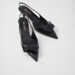 BRUSHED LEATHER SLINGBACK PUMPS
