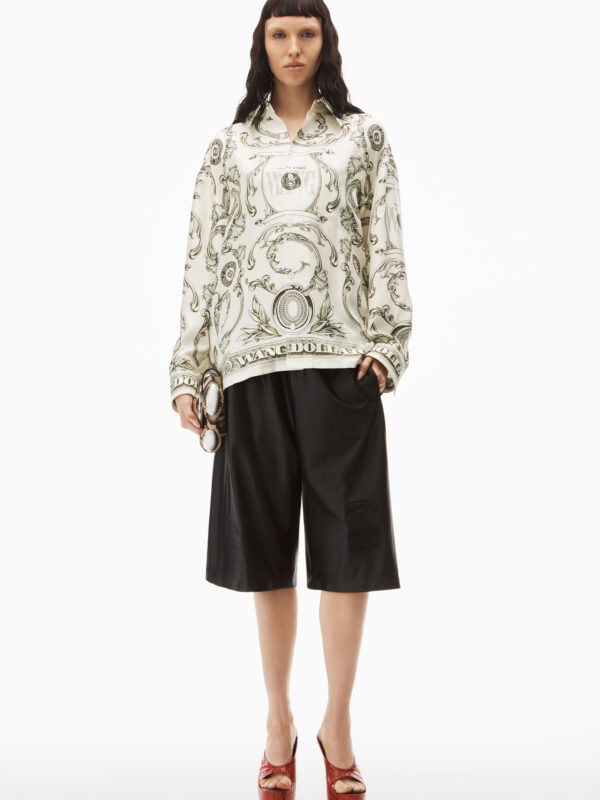 MONEY PRINT SHIRT IN HEAVY SILK TWILL