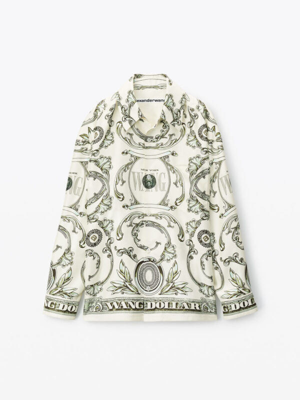 MONEY PRINT SHIRT IN HEAVY SILK TWILL