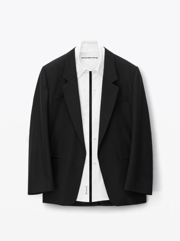 REMOVABLE POPLIN DETAILED TAILORED BLAZER