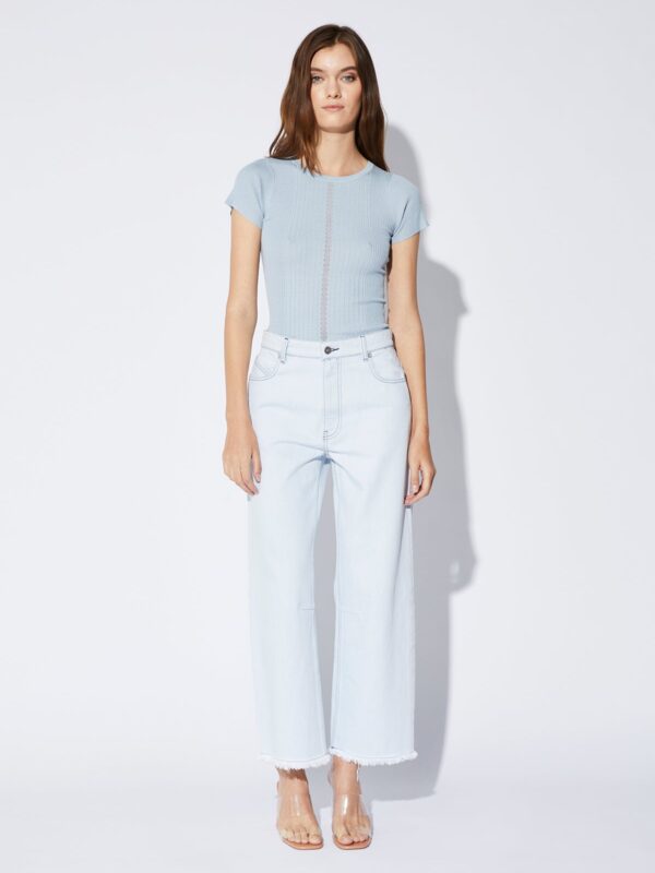 CREW NECK KNIT TEE | DUSTY BLUE