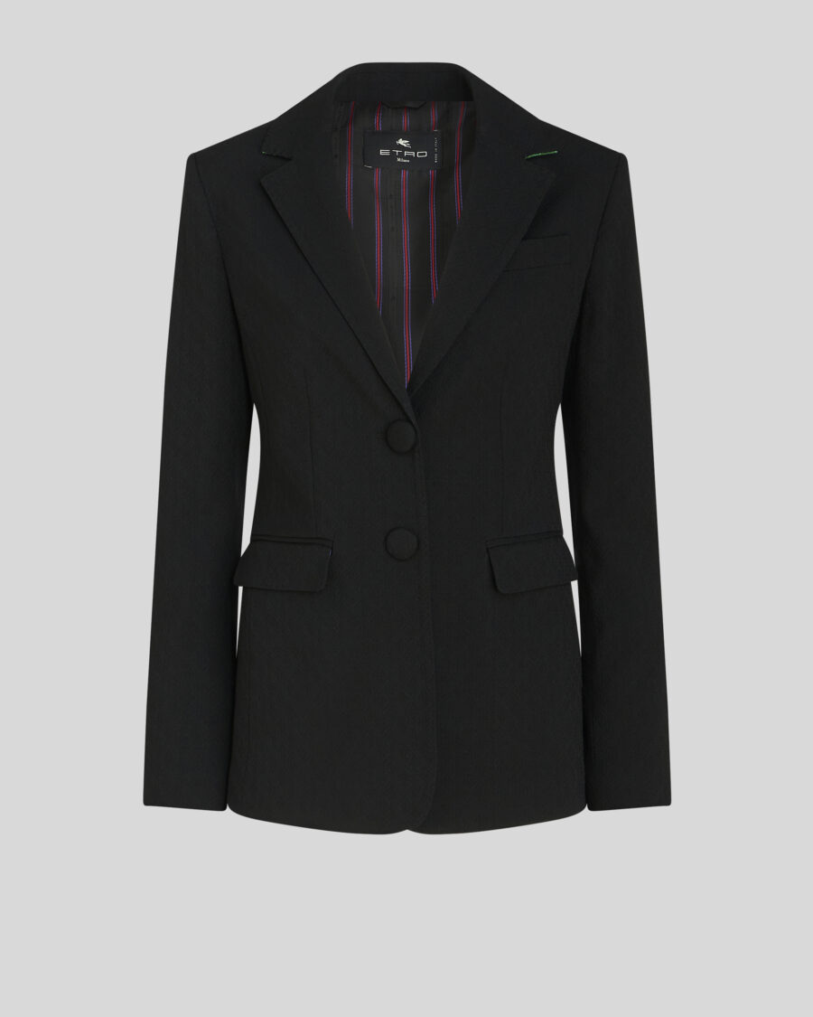 WOOL JACKET WITH STRIPED LINING