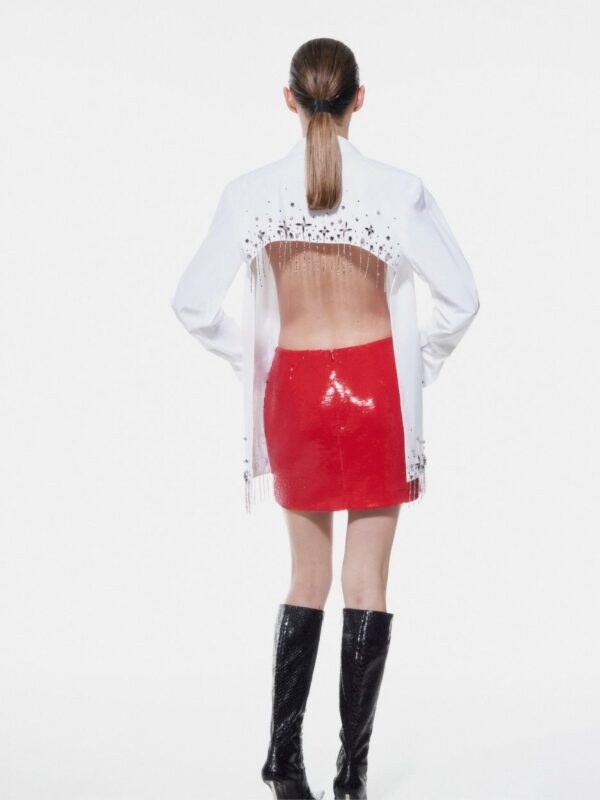 BEADED OPEN BACK SHIRT