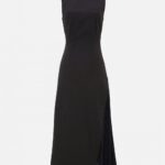 OPEN BACK SIDE PLEATS MIDI DRESS