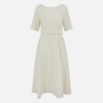 VISCOSE SHORT SLEEVE BELTED DRESS