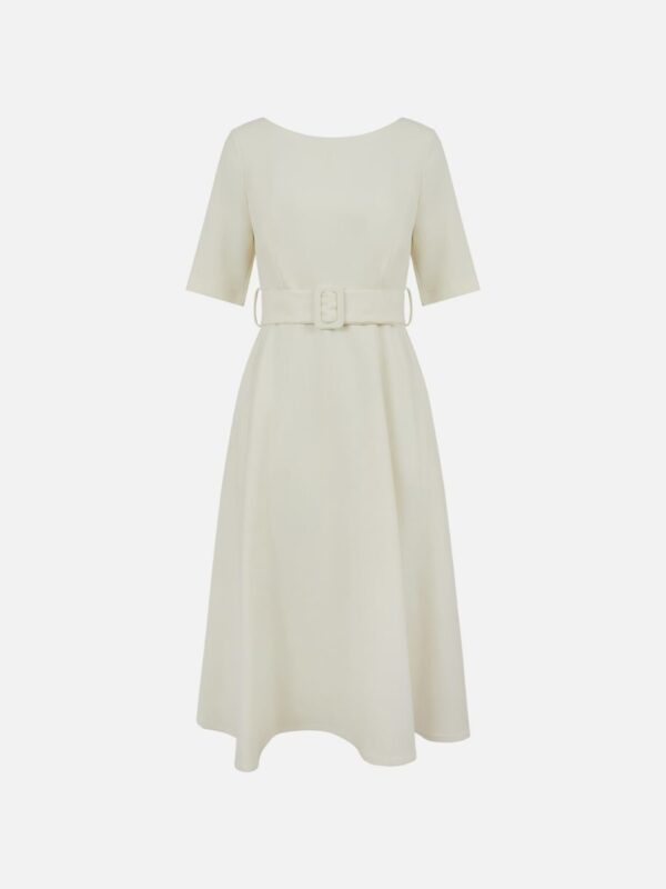 VISCOSE SHORT SLEEVE BELTED DRESS