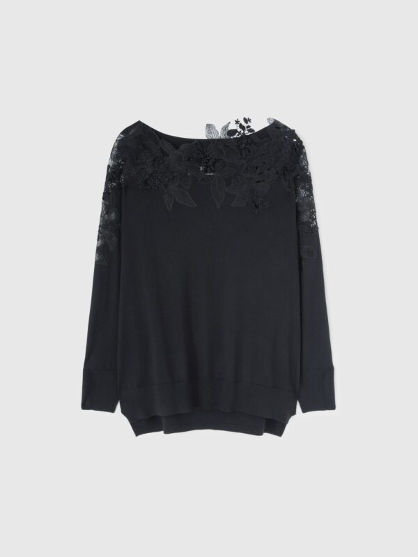 LACE WIDE NECK SWEATER