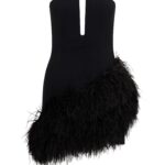 ASYMMETRIC FEATHERED HEM MINI DRESS