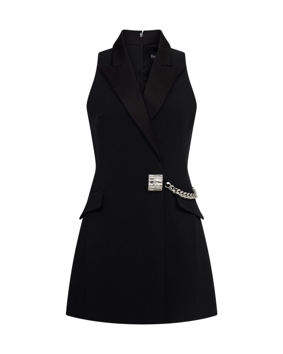 SLEEVELESS DINNER JACKET MINI DRESS