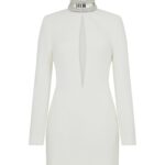 CRYSTAL EMBROIDERED HIGH COLLAR MINI DRESS