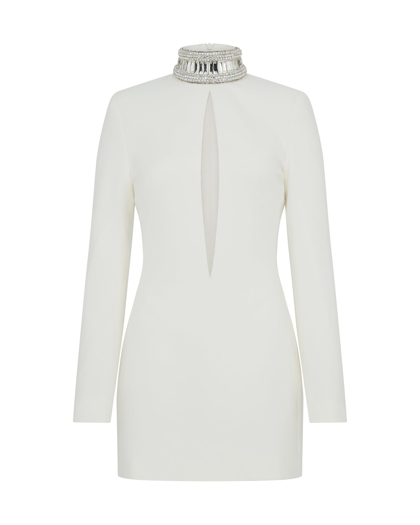 CRYSTAL EMBROIDERED HIGH COLLAR MINI DRESS - Helga Design