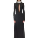 CRYSTAL EMBROIDERED HIGH COLLAR GOWN