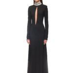 CRYSTAL EMBROIDERED HIGH COLLAR GOWN