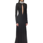 CRYSTAL EMBROIDERED HIGH COLLAR GOWN