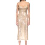 SEQUIN CAMI MIDI DRESS IN BEIGE