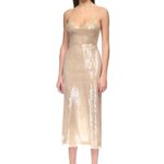 SEQUIN CAMI MIDI DRESS IN BEIGE