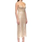 SEQUIN CAMI MIDI DRESS IN BEIGE