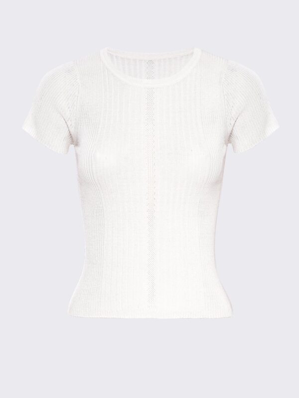 CREW NECK KNIT TEE | ALMOND WHITE
