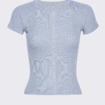 CREW NECK KNIT TEE | DUSTY BLUE